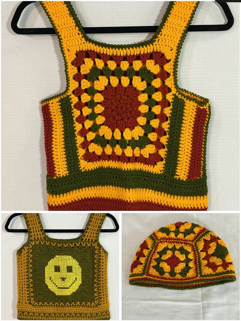 Handmade Crochet Crop Top & Beanie Set